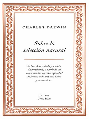 cover image of Sobre la selección natural (Serie Great Ideas 1)